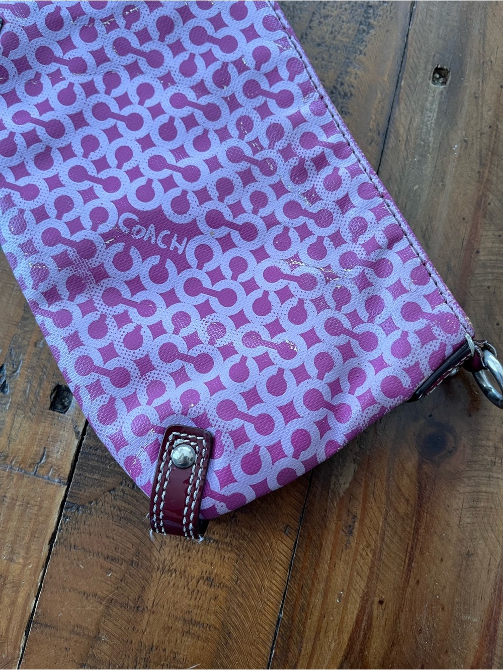 Coach Penelope Op Art Wristlet Clutch Y2K Pink Purple Poppy Mini Bag No Strap - Picture 14 of 16
